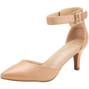 Dream Pairs Women's Taupe Pu Faux Suede pointed Toe Kitten Heels Pumps Shoes